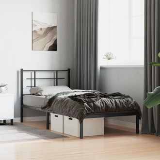 vidaXL Giroletto Con Testiera In Metallo Nero 90x200 Cm - Vidaxl