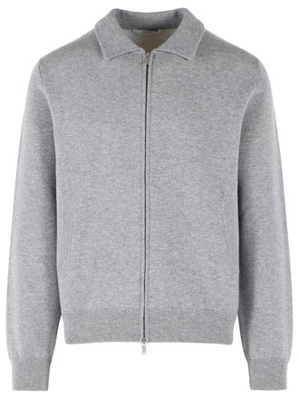 Lardini Fine Knitted Grey Wool Bomber Jacket