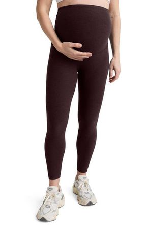 Beyond Yoga Empire Waist Maternity Leggings in Dark Chocolate Heather at Nordstrom, Size X-Large