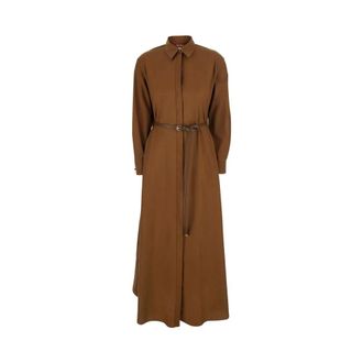Max Mara Shirt Dresses, female, Brown, Size: S Staffetto Shirt Dress