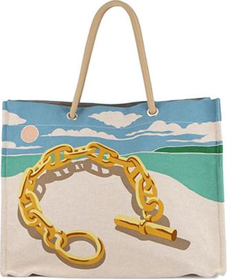 Herm&egrave;s Pre-owned Hermes Toile Escale a la Plage Beach Bag Ladies IWHG8P48IM1EAC1E