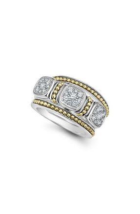 Lagos Rittenhouse Set of 3 Diamond Pav&eacute; Stacking Rings in Silver at Nordstrom, Size 7