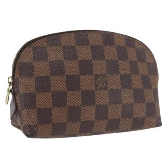 Louis Vuitton Pre-owned Vintage Damier Ebene Pouch - Dames - Vintage Clutch - Bruin - ONE Size - Leer - Vintage