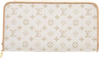 Louis Vuitton Beige White Nylon Leather Long Wallet (Bi-Fold) (Pre-Owned)