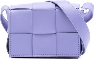 Bottega Veneta Pre-owned Womens Cassette Crossbody Woven Leather - Purple - One Size
