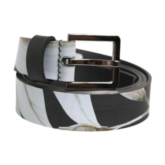 Dolce & Gabbana Belts, male, Multicolor, Size: ONE SIZE Floral PVC Belt with Silver Buckle
