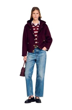Sandro Double-faced wool coat in Bordeaux at Nordstrom, Size 42 Eu