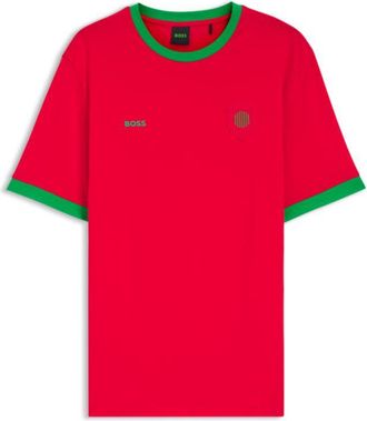 BOSS Stretch-cotton T-shirt with country flag and logo