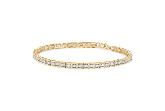 House of Brilliance 10K Yellow Gold 1.0 Cttw Round Diamond Pave Link Bracelet