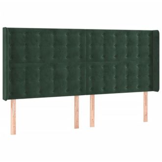 vidaXL Cabecero Con Orejas De Terciopelo Verde Oscuro 203x16x118/128cm Vidaxl