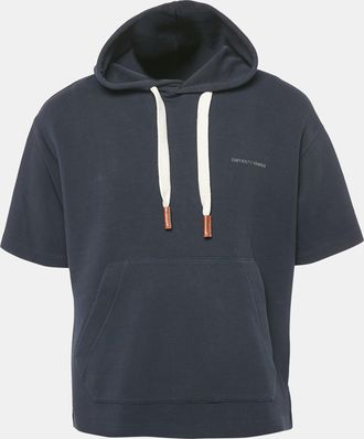 Emporio Armani Navy Blue Jersey Short Sleeve Hoodie