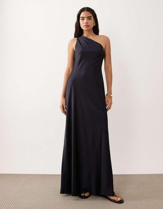 Ralph Lauren Vestito lungo monospalla blu navy
