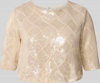 Rinascimento Rinascimento T-Shirt mit Pailletten und 1/2-Arm in Beige, Gr&ouml;&szlig;e XL