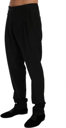 Dolce & Gabbana Mens Black Striped Wool Stretch Pants
