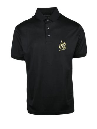 Emporio Armani Black Sustainable Lyocell-Blend Polo Shirt