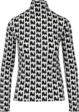 Msgm Witte Stretch Blouse met M-patroon - Dames - Longsleeves - Wit - S - Tops