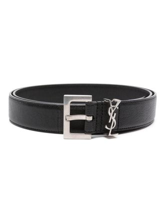 Saint Laurent YSL logo-plaque leather belt - men - Calf Leather - 110 - Black