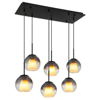 Netlighting Barry Cluster Pendant Matt Black Balls Smoke Glass Shade 6x E27