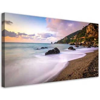 Feeby Cuadro En Lienzo, Paisaje Playa Rocosa Mar, 120x60