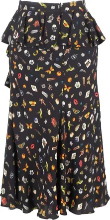Alexander McQueen Alexander Mcqueen Printed Ruffle Midi Skirt, Size It 42 (Authentic Pre-Loved)