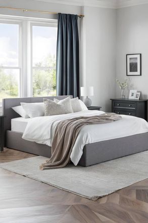Julian Bowen Rialto Upholstered Ottoman Storage Bed in Grey | Size: King