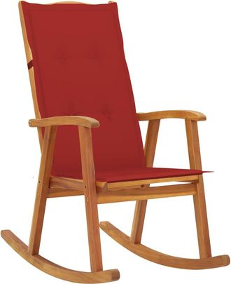vidaXL Silla Mecedora Con Cojines Madera Maciza De Acacia Vidaxl