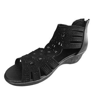 Generic Uwdiohq Womens Platform Sandals Ladies Summer Retro Slope Heel Hollow Mouth Large Size Women Womens Walking Wide Fit For Uk White Fitting Smart Wedge 