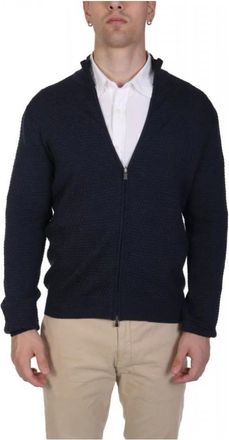 Gran Sasso Cardigan met ritssluiting - Heren - Vesten - Blauw - L - Wol - Truien & Vesten