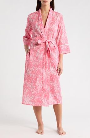 Papinelle Sleepwear Cheri Blossom Cotton Maxi Robe in Pink Lemonade at Nordstrom, Size Xx-Large