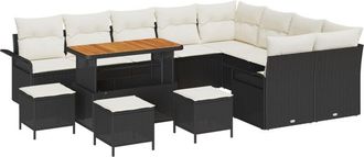 vidaXL Vidaxl - Garden Sofa Set Height-Adjustable 13 pcs Black Poly Rattan