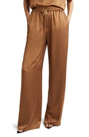 Herno Raso Satin Flare Leg Pants in Camel at Nordstrom Rack, Size 14 Us / 50 It