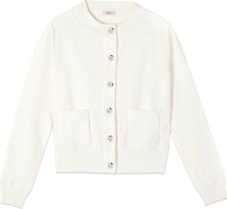 Oltre Cardigan Jas met Micro Pailletten - Dames - Vesten - Wit - XS - Pailletten - Truien & Vesten