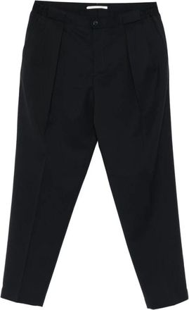 BRIGLIA 1949 Zwarte Slim-Fit Broek met Plooien - Heren - Slim Fit Broeken - Zwart - XS - Katoen - Broeken