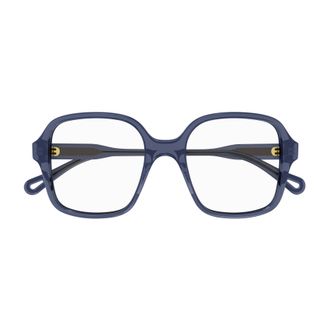 Chlo&eacute; Ch0126o Translucent Deep Blue Oversized Square Eyeglasses