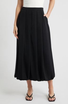 Vince Camuto Pleated Bubble Hem Midi Skirt in Rich Black at Nordstrom, Size X-Small