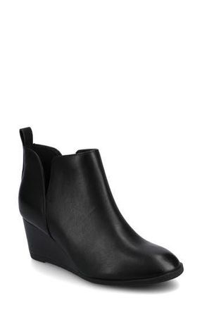 Journee Collection Mylee Perforated Wedge Bootie in Black Pu at Nordstrom Rack, Size 7.5