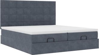 vidaXL Estructura Cama Otomana Colchones Terciopelo Gris Oscuro Vidaxl
