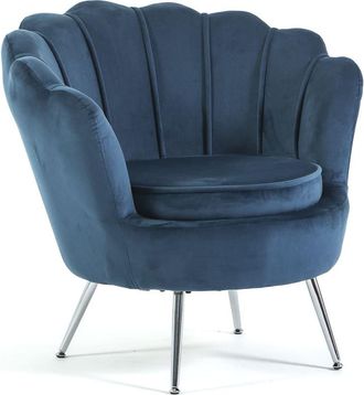 Siediti Fuori e Dentro Sillón relax concha terciopelo azul/plata