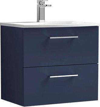 Nuie Nuie - Arno Wall Hung 2-Drawer Vanity Unit with Basin-4 600mm Wide - Midnight Blue