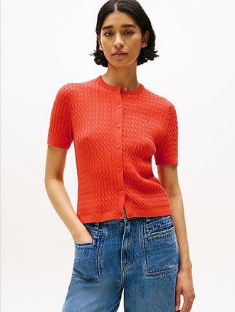 Tommy Hilfiger Cable Knit Short Sleeve Cardigan