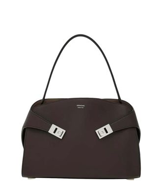 Ferragamo Dark Brown Hug Soft Medium Shoulder Bag