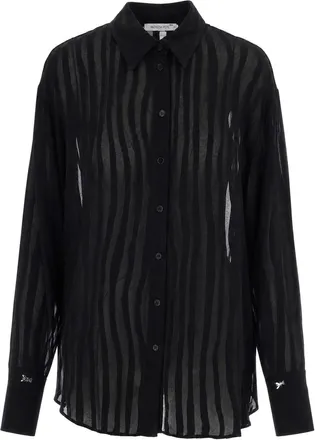 Patrizia Pepe Black Striped Devor&eacute; Blouse