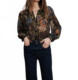 Veronica Beard Ashlynn Silk Top In Black/multi
