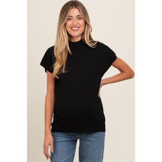 Pinkblush Mock Neck Knit Top in Black at Nordstrom, Size X-Large