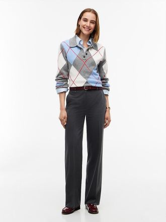 Tommy Hilfiger Womens Pleated Stretch Twill Straight Leg Pant - Medium Grey Heather - 2