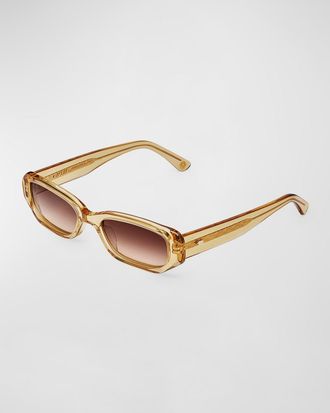 KIMEZE Ore Beige Acetate Rectangle Sunglasses