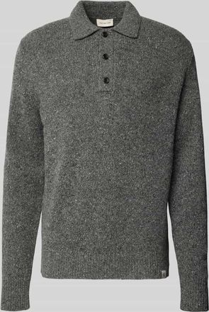 Calvin Klein Jeans Strickpullover aus Woll-Mix mit Polokragen in Mittelgrau, Gr&ouml;&szlig;e XL