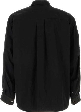 sacai Mens Black Poplin And Oxford Shirt Cotton Camicie