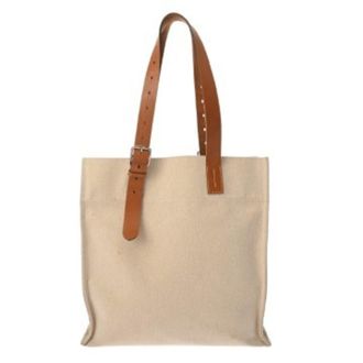 Herm&egrave;s Ecru Gold Toile H Leather Tote Bag (Pre-Owned)