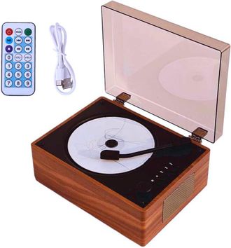 OEM Altavoz Bluetooth Port&aacute;til Con Reproductor De Cd Retro Recargable, Conexi&oacute;n Con Cable/inal&aacute;mbrica, Acabado En Madera Marr&oacute;n